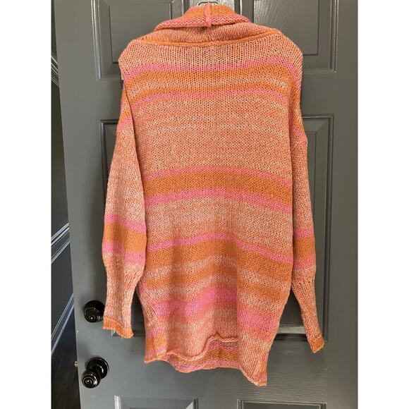 Free People Women Striped Cowl-Neck Pink Tunic Sweater Dress Size S - Picture 6 of 11